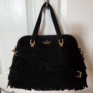 Kate Spade Black Sycamore Run Maise Suede Fringe S